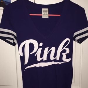 Dark Purple PINK Varsity Tee Shirt